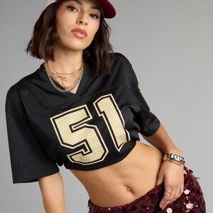 Fan Fave Florida State® Cropped Jersey Top Seminoles Black FSU Jersey